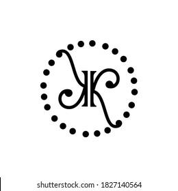 Letras KK con puntos alrededor Monograma