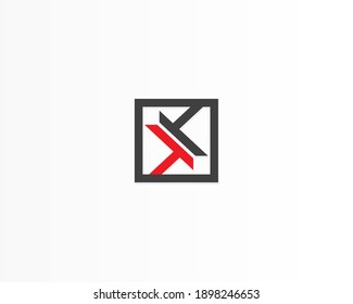 concepto de diseño de logotipo de icono de cuadrado de línea y kk