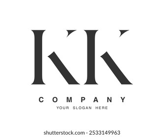 KK logo design. Initial letter k and k serif font style. Creative classic company name typography. Trendy logotype or identity. Vector illustration.