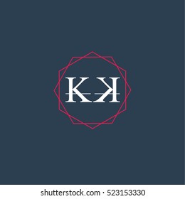 kk logo letter initial, Abstract Polygonal Background Logo, design for Corporate Business Identity,flat icon, Alphabet letter