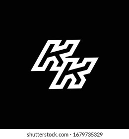 KK logo monogram with up to down style negative space design template isolated on black background