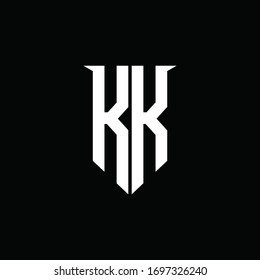 Monograma del logotipo KK con plantilla de diseño de estilo de escudo de emblemas