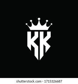 KK logo monogram emblem style with crown shape design template