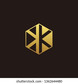 KK Logo Monogram with Negative space gold colors