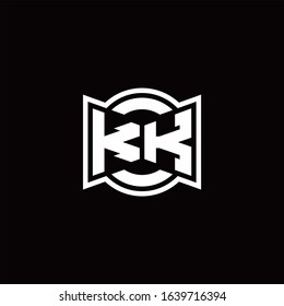 KK logo monogram with ribbon style circle rounded design template