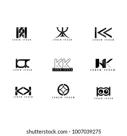 Vetor de logotipo KK, Carta de design com conjunto de fontes criativas.
