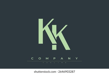 KK Modern Initials Logo Design. Branding logo with stylized initials showcasing bold design and modern aesthetic. Ideal for professional business branding or creative projects focusing on minimalistic