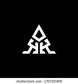 KK monogram logo with 3 pieces shape isolated on triangle design template