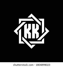 Logo de monograma KK con cuadrado abstracto alrededor de la plantilla de diseño