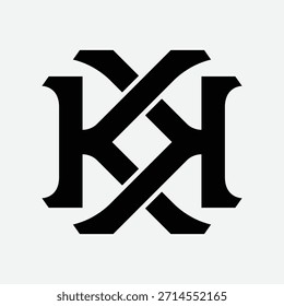 KK Monogram Logo, Elegant Monogram Logos with Stylized Letters and Flourishes, Perfect for Branding, Sports teams, Apparel designs, etc
