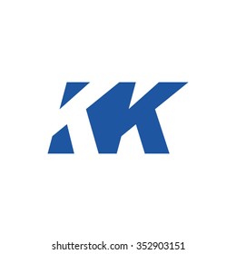 KK negative space letter logo blue