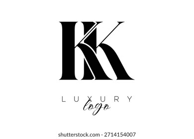 Logotipo de la tipografía del monograma de la letra de KK Serif para la identidad elegante de la marca de Premium