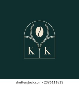 KK Unique and simple logo design combination of letters and coffee bean