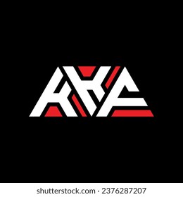 KKF triangle letter logo design with triangle shape. KKF triangle logo design monogram. KKF triangle vector logo template with red color. KKF triangular logo Simple, Elegant, and Luxurious design.