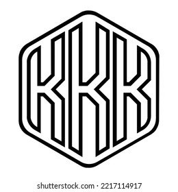 KKK three-letter polygon iconic logo design vector template, monogram, abstract, wordmark, letter mark, business, typography, flat, minimalist, brand, initial letter logo, symbol, geometric,  isolated