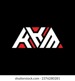 KKM triangle letter logo design with triangle shape. KKM triangle logo design monogram. KKM triangle vector logo template with red color. KKM triangular logo Simple, Elegant, and Luxurious design.