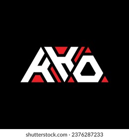 KKO triangle letter logo design with triangle shape. KKO triangle logo design monogram. KKO triangle vector logo template with red color. KKO triangular logo Simple, Elegant, and Luxurious design.
