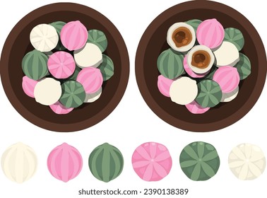 Kkultteok, Honey-filled rice cake. Traditional Korean rice cakes. Korean dessert illustration vector