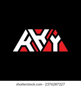 KKY triangle letter logo design with triangle shape. KKY triangle logo design monogram. KKY triangle vector logo template with red color. KKY triangular logo Simple, Elegant, and Luxurious design.
