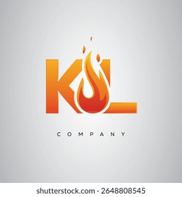 KL Creative Fire Letter Logo Design