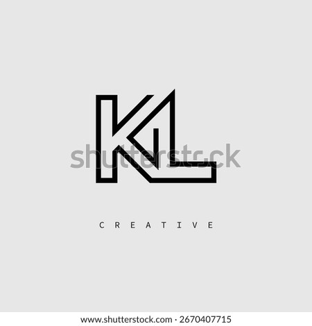 KL Creative Letter Logo – Minimal Line Monogram in Black Outline for Modern Branding Identity Design.