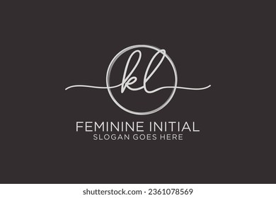 KL handwriting logo with circle template vector logo of initial signature, wedding, fashion, floral and botanical with creative template.