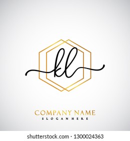KL Initial Handwriting logo template vector