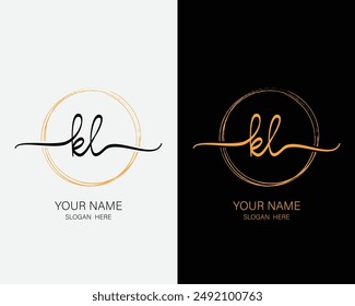 KL initial handwriting vector logo design template
