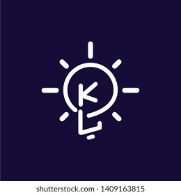 KL Initial Letter with creative bulb Logo vector