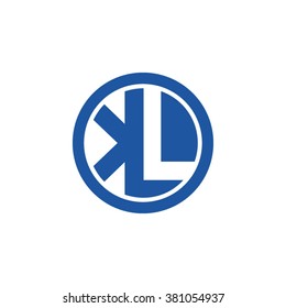 KL initial letters circle business logo blue