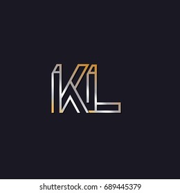 KL initial letters elegant logo golden silver black background