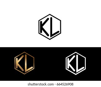 KL initial letters linked with hexagon shape logo
