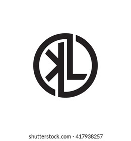 KL initial letters looping linked circle monogram logo