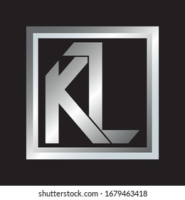 El nombre inicial de la empresa logotipo KL coloreado diseño de swoosh Silver. Logotipo del monograma inicial.