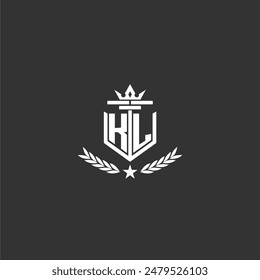 KL initial monogram brand logo design for crown vector image