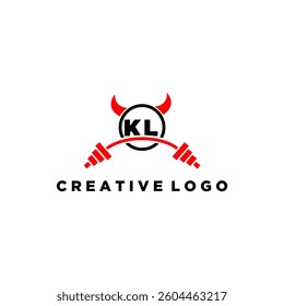 KL initial monogram for fitnes or gym logo with devil style design