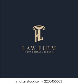 KL-Logo der ersten Monogram-Anwaltsfirma mit Säulendesign