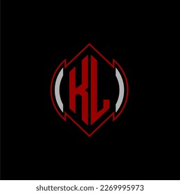 Logotipo de monograma inicial de KL para juegos con diseño de estilo de línea gemotérica sobre fondo aislado