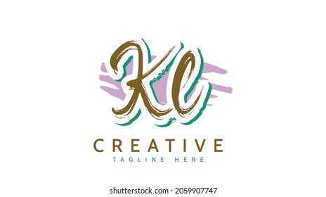 Kl Initials, handwriting logo vector