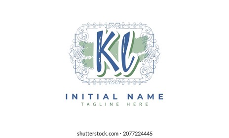 Kl Initials, handwriting logo vector