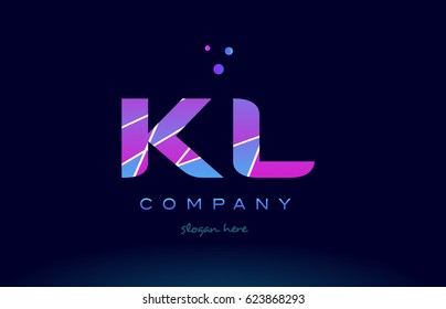 kl k l  creative color blue background pink purple magenta alphabet letter company logo vector icon
