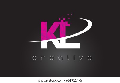 KL K L Creative Letters Design. White Pink Letter Vector Illustration.