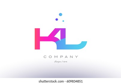 kl k l  creative pink purple blue modern dots creative alphabet gradient company letter logo design vector icon template