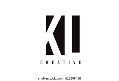 KL K L White Letter Logo Design with Black Square Vector Illustration Template.