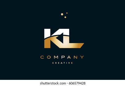 kl k l  white yellow gold golden metal metallic luxury alphabet company letter logo design vector icon template