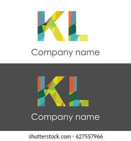 KL letter abstract mosaic shape icon colorful