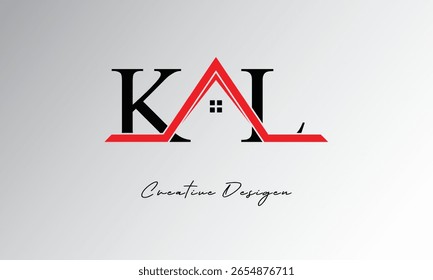 KL Letter House Logo – Creative Real Estate Monogram with Roof Icon and Home Shape for Property, Architecture and Modern Branding
