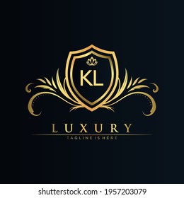 KL Letter Initial with Royal Template.elegant with crown logo vector, Creative Lettering Logo Vector Illustration.
