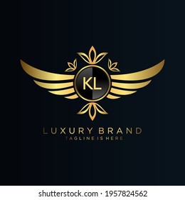 KL Letter Initial with Royal Template.elegant with crown logo vector, Creative Lettering Logo Vector Illustration.