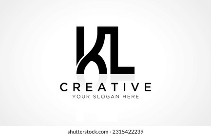 KL Letter Logo Design Vector Template. Alphabet Initial Letter KL Logo Design With Glossy Reflection Business Illustration.
